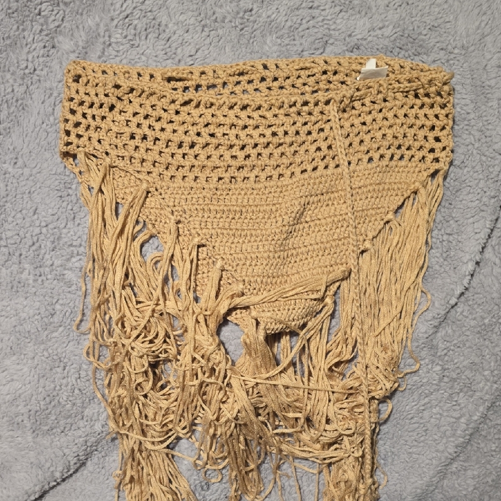 Crochet Fringe Tan Skirt